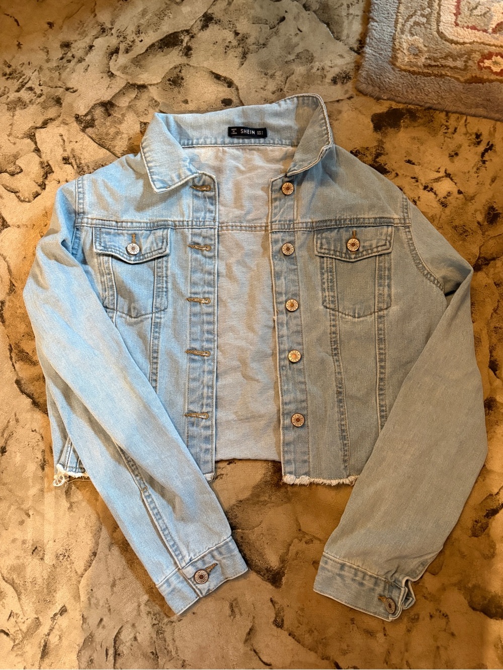 SHEIN Light Blue Cropped Denim Jacket